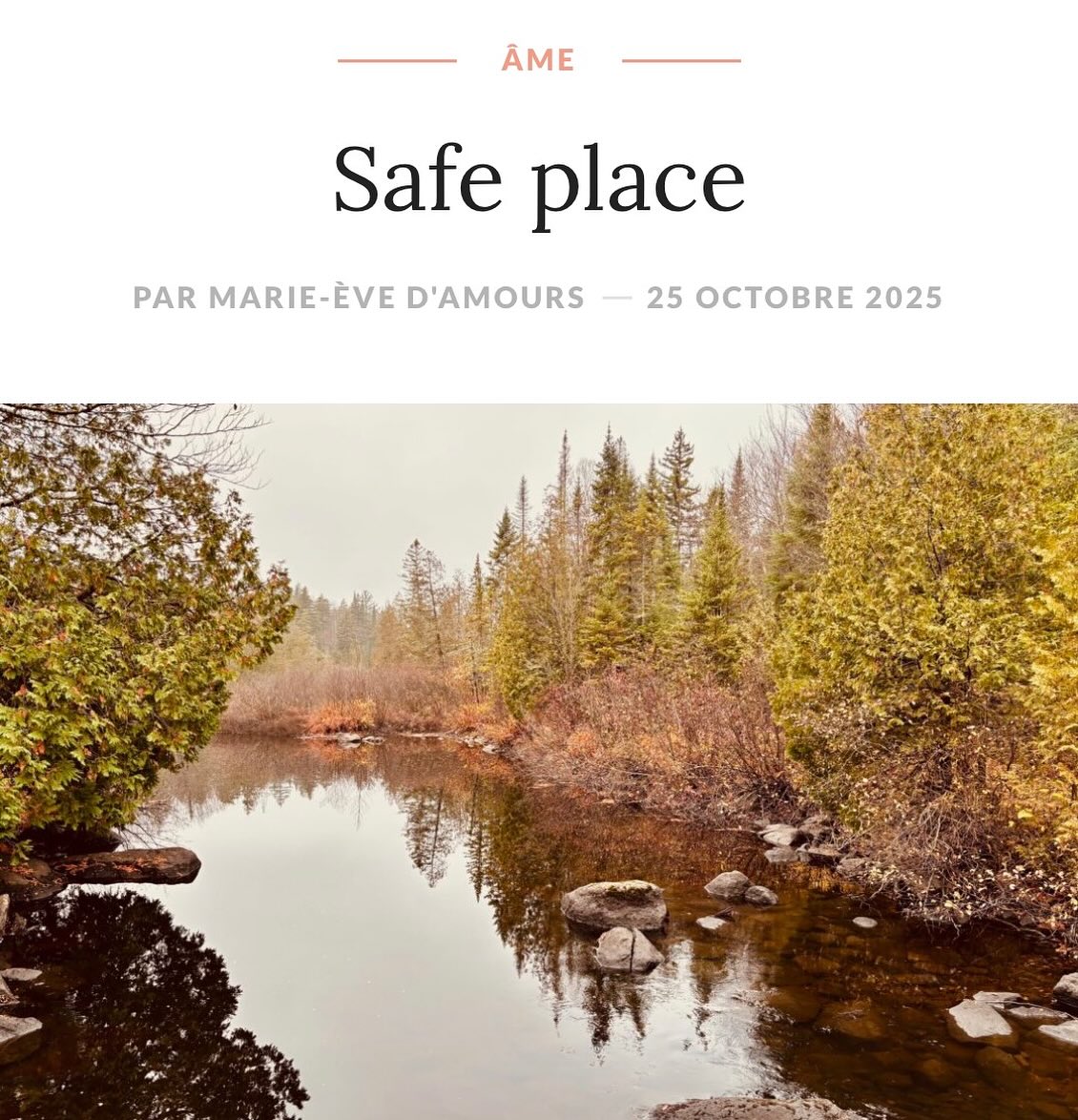 •MoiME.ca 

« …Être sensible, c’est aussi avoir l’impression de vivre en marge dans une société étourdie. Être sensible, c’est aussi ressentir ce qui se cache derrière un message texte. Un post. Un sourire masqué. Être sensible, c’est aussi un sacré beau défi de protéger ses énergies.
Être sensible, c’est aussi avoir besoin de temps. De mettre à l’horaire des pauses santé mentales… »

#blog
#lifestyle