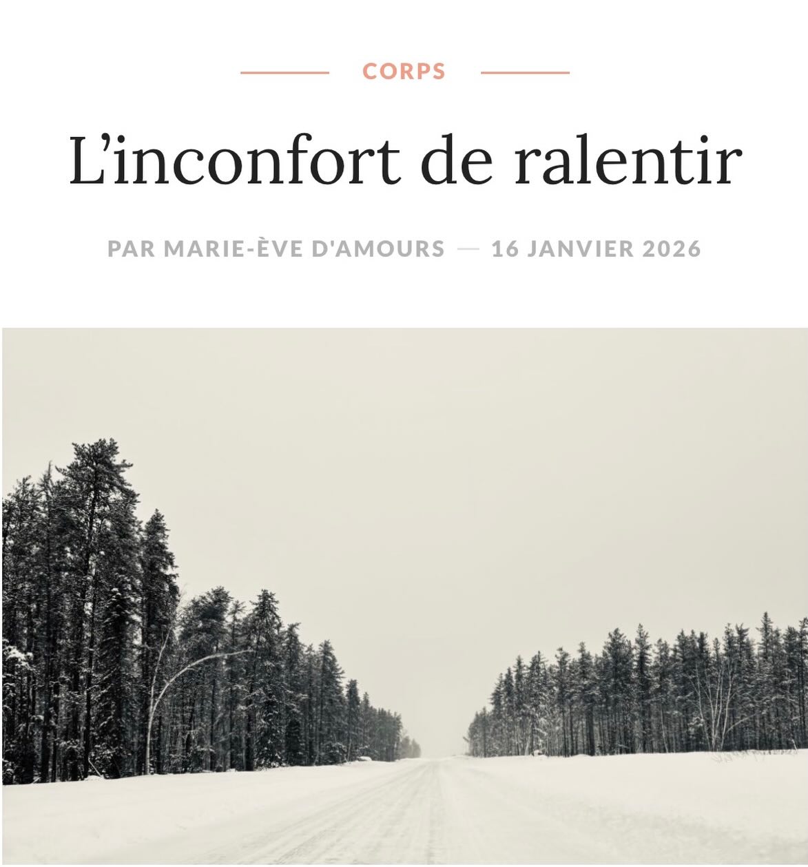 •MoiME.ca 

« Dans ma tête, c’est là que j’étais.Pas besoin de vous dire que ça ralentit quelqu’une! Je me suis effondrée. Comment je vais faire? Je souffre. Impossible pour moi de m’assoir. Au bord des larmes, le cœur dans la gorge, je me suis mise à écrire… »

#blog 
#lifestyle